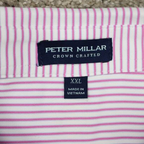 Peter Millar Polo Shirt Mens 2XL XXL Pink Crown Crafted Quick Dry Stretch S/S - Picture 8 of 14